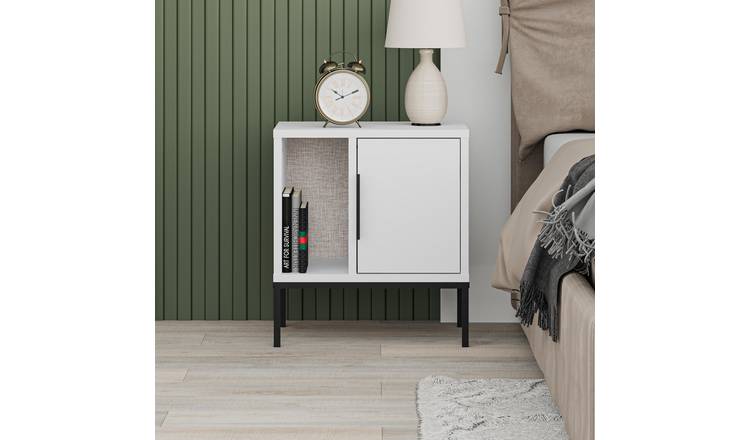 Decortie Glynn With U Leg Particleboard Bedside Table - White