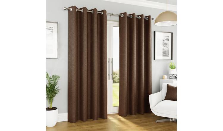Enhanced Living Vogue Eyelet Thermal Curtains - 117 x 183cm - Chocolate