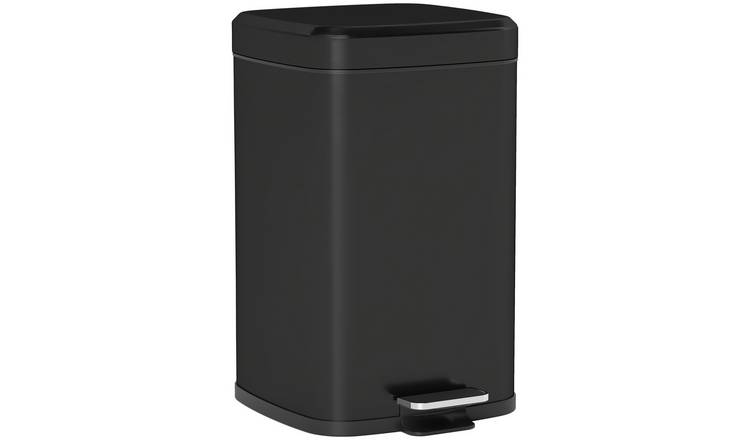 HOMCOM 20L Fingerprint Proof Pedal Bin with Removable Inner Bucket- Black