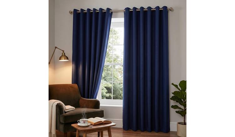 Luxury Living Jacquard Blackout Eyelet Curtains 229cm x 229cm - Blue