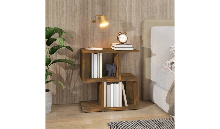 Walplus Engineered Wood Bedside Cabinet - Smoked Oak - 50 x 30 x 51.5 cm
