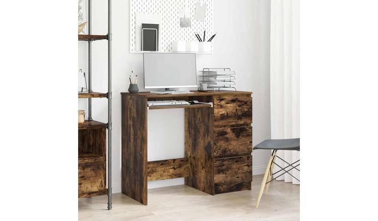 Walplus Drawers Engineered Wood Desk - Dark Oak - 90 x 45 x 76 cm