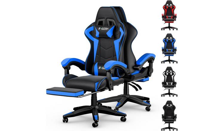 Rattantree Faux Leather Reclining Gaming Chair - Blue & Black
