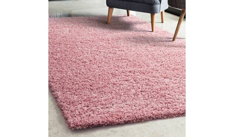 Mega Flooring Pink Shaggy Plain Rug - 160 x 230cm