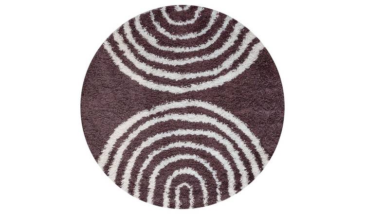 The Rugs Purple Moodi Rainbow Round Shaggy Rug - 120cm