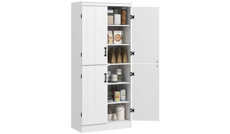 HOMCOM 4 Door 6 Tier Adjustable Kitchen Cupboard - White