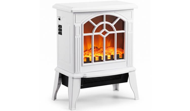 HOMCOM Freestanding Electric Fireplace with LED Flame Effect - White