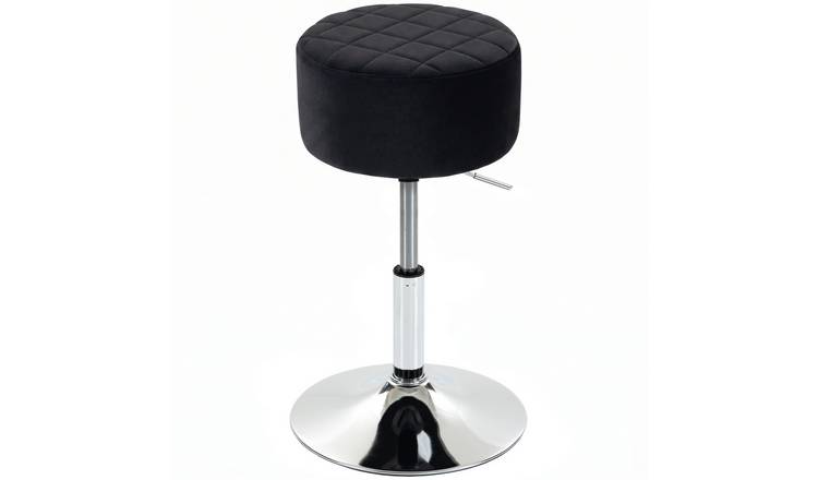 HOMCOM Velvet Adjustable Swivel Bar Stool - Black