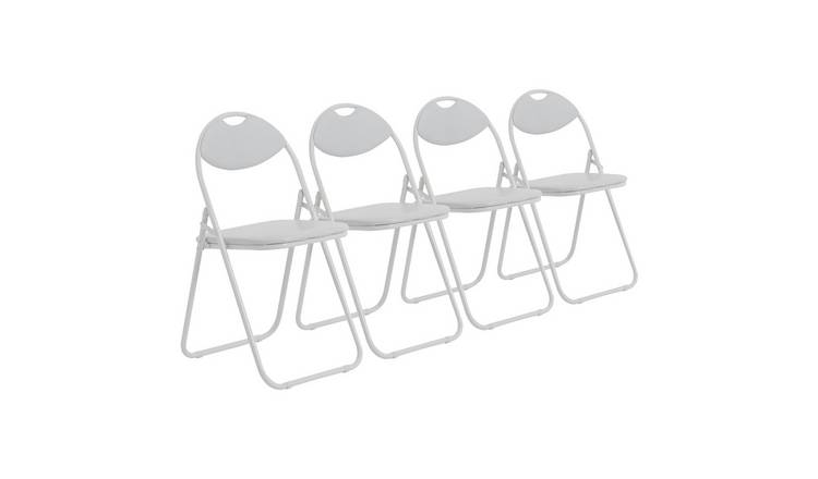 Harbour Housewares Padded Folding Chairs - White/White - Pack of 4
