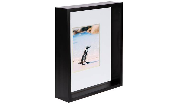 Nicola Spring 8" x 10" Black 3D Deep Box Photo Frame 4" x 6" White Mount