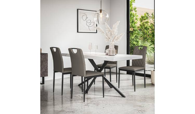 Furniture Online Donni Monza Marble Effect Dining Table & 4 Grey Chairs