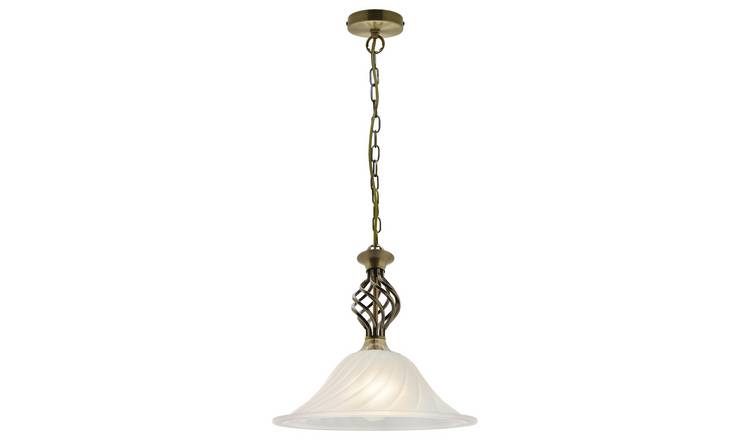 Energy Light Bulbs Twisted Frosted Glass Ceiling Pendant Light - Antique Brass