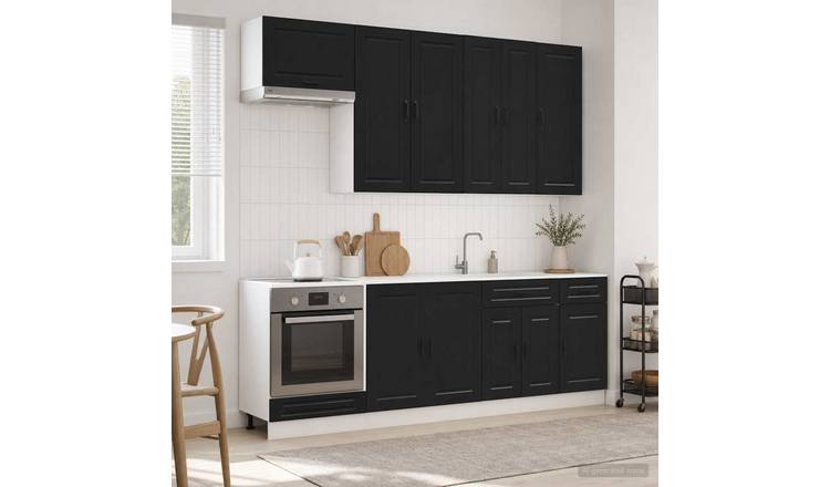 Walplus 8 Piece Engineered Wood Kitchen Unit Set - Black