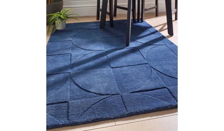 Mega Flooring Blue Handmade Geometric Rug - 120 x 170cm