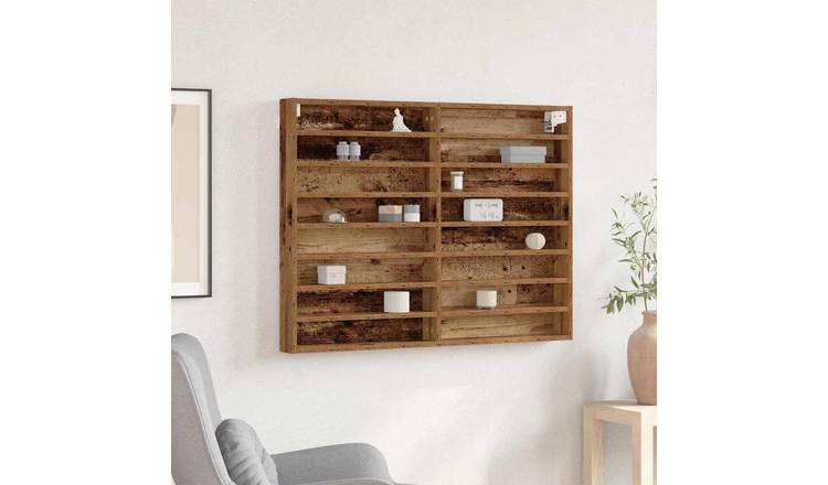 Walplus Engineered Wood Wall Display Cabinet - Dark Wood - 100 x 8.5 x 75 cm