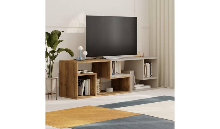 Decortie Glis Particleboard Corner TV Unit - Dark Oak Effect