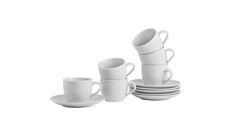 Argon Tableware 48 Piece Classic White Teacup & Saucer Set - 200ml