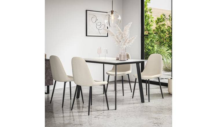 Furniture Online Haydon Maya Marble Effect Dining Table & 4 Ivory Chairs