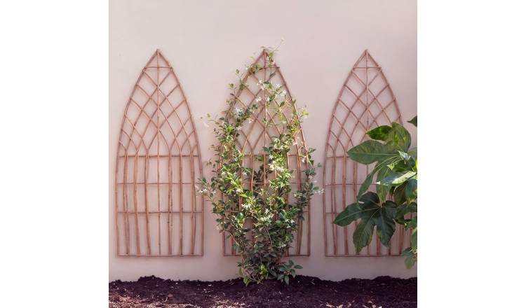 Primrose Pack of 3 Arched Natural Willow Garden Trellis Panel - 180cm x 60cm