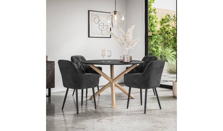 Furniture Online Malvern Anika Black Top Dining Table & 4 Black Chairs