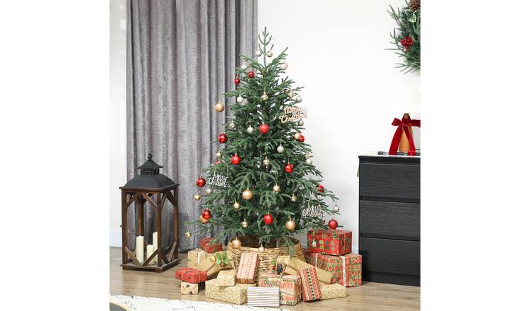 HOMCOM 5 ft Artificial Christmas Tree 1375 Realistic Dense Branches - Green
