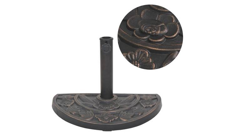 Walplus Steel Parasol Base Resin Half Round 9 kg - Bronze - 50 x 33 cm
