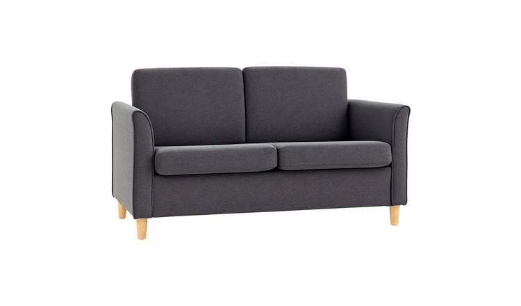 HOMCOM 2 Seater Wooden Sofa with Wood Legs and Armrest - Dark Grey