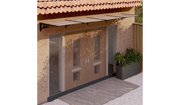 Walplus Polycarbonate Door Canopy - Black - 396 x 90 x 27.5 cm