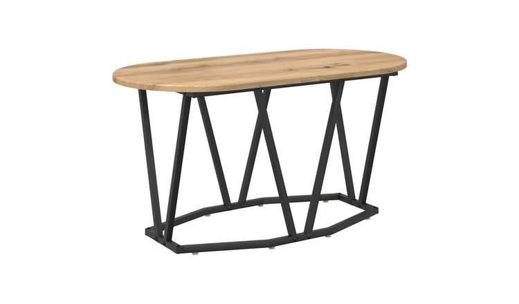 Walplus Engineered Wood and Metal Coffee Table - Oak - 80 x 40 x 40.5 cm