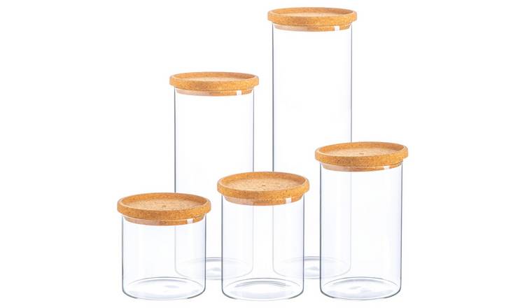 Argon Tableware 5pc Scandi Storage Jar Set with Cork Lids