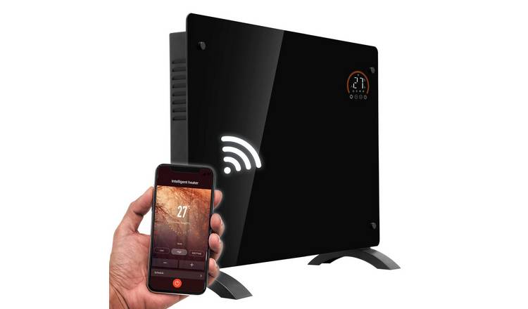 Baridi Electric Glass Panel Heater Wi-Fi Enabled 1500W - Black