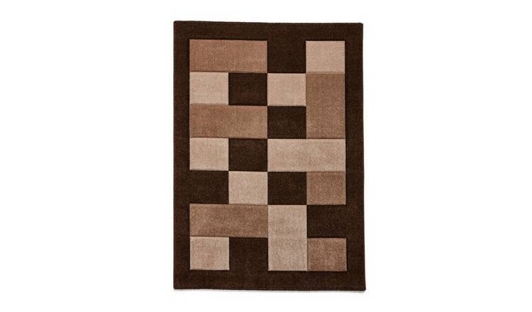 Mega Flooring Brown Modern Bordered Rug - 60 x 120cm