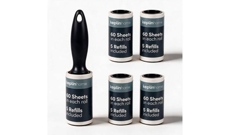 Keplin Refillable Lint Roller Set 5 x 60 Sheets - Black