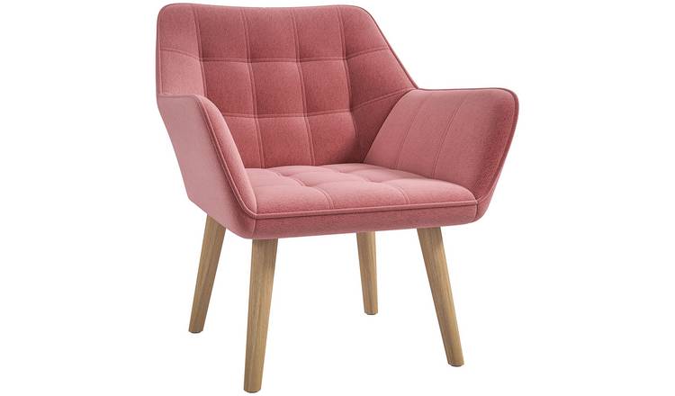 HOMCOM Velvet Accent Chair with Flared Armrests and Armrest - Pink