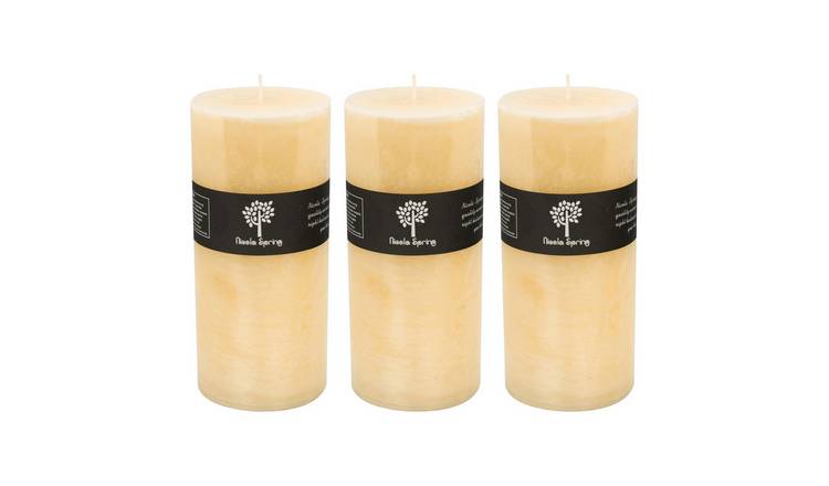 Nicola Spring 130ml Round Vanilla Pillar Candles Pack of 3 - Cream