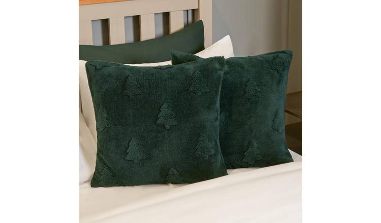 OHS 2 Pack Tufted Winter Tree Cushion Covers 45 x 45cm - Green