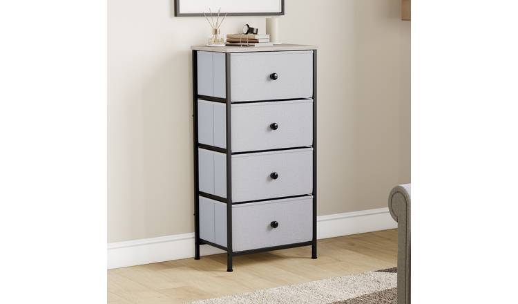 Vida Designs Chorley 4 Drawer Fabric Drawer Chest - Beige & Grey