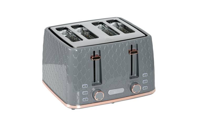 HOMCOM 4 Slice Toaster with 7 Browning Levels and Removable Crumb Tray - Grey