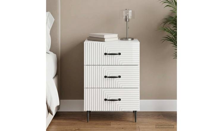 Walplus 1 Drawer Nightstand - High Gloss White - 43 x 41 x 66.5 cm