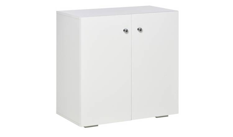 HOMCOM Wooden Freestanding Storage Sideboard with 2 Shelves - White