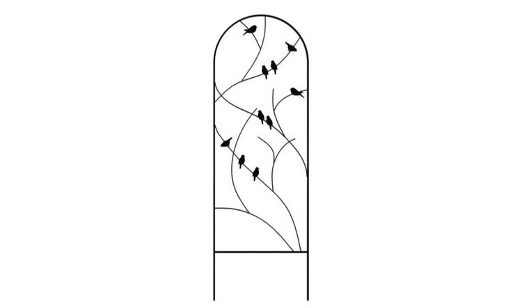 Primrose Black Perching Birds on a Branch Trellis Plant Support - 182cm