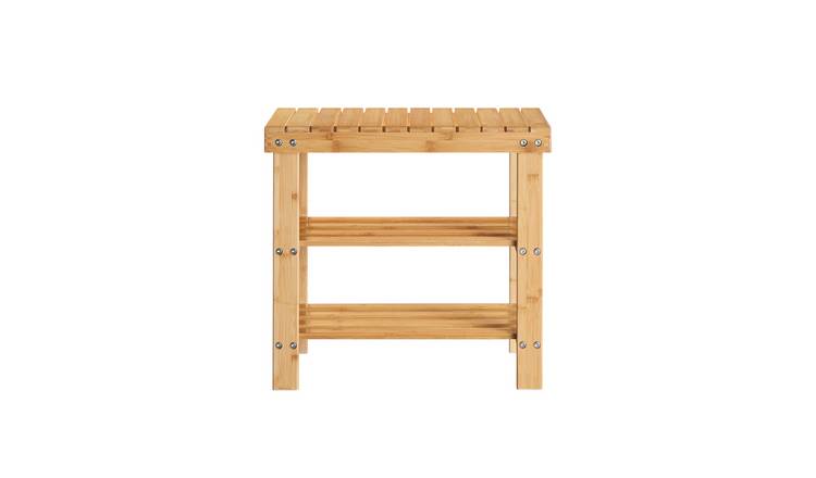 SoBuy 2 Shelf Bamboo Shoe Bench - Bamboo