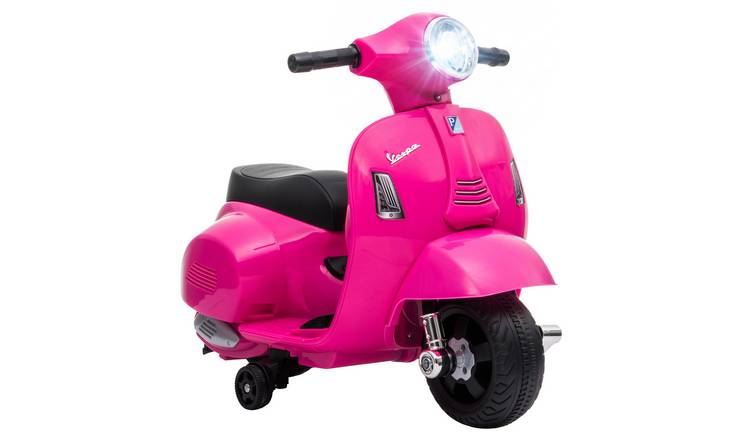 HOMCOM Vespa 6V 18-36 Months Removable Training Wheels Motorcycle - Pink