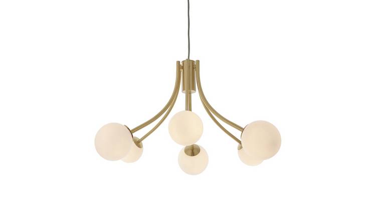 Loops Direct 68cm Diameter Steel and Glass Ceiling Pendant Light - Satin Brass