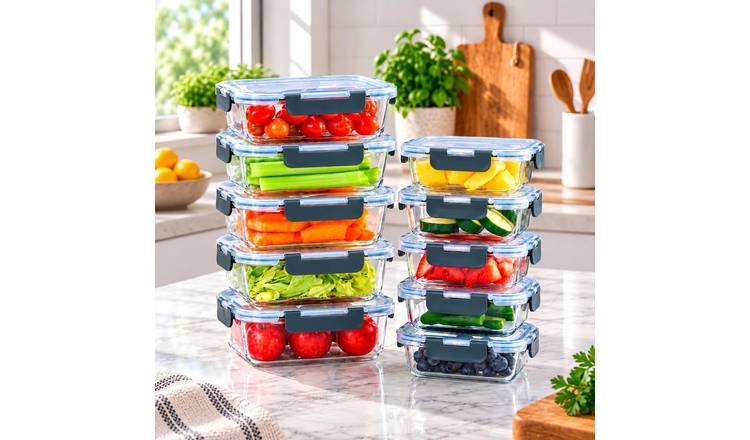 Neo 10 Piece Glass Food Storage Container Set with Lids