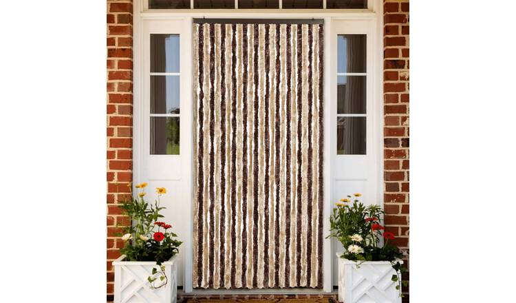 Walplus Chenille Insect Door Curtain - Beige and Light Brown - 100 x 220 cm
