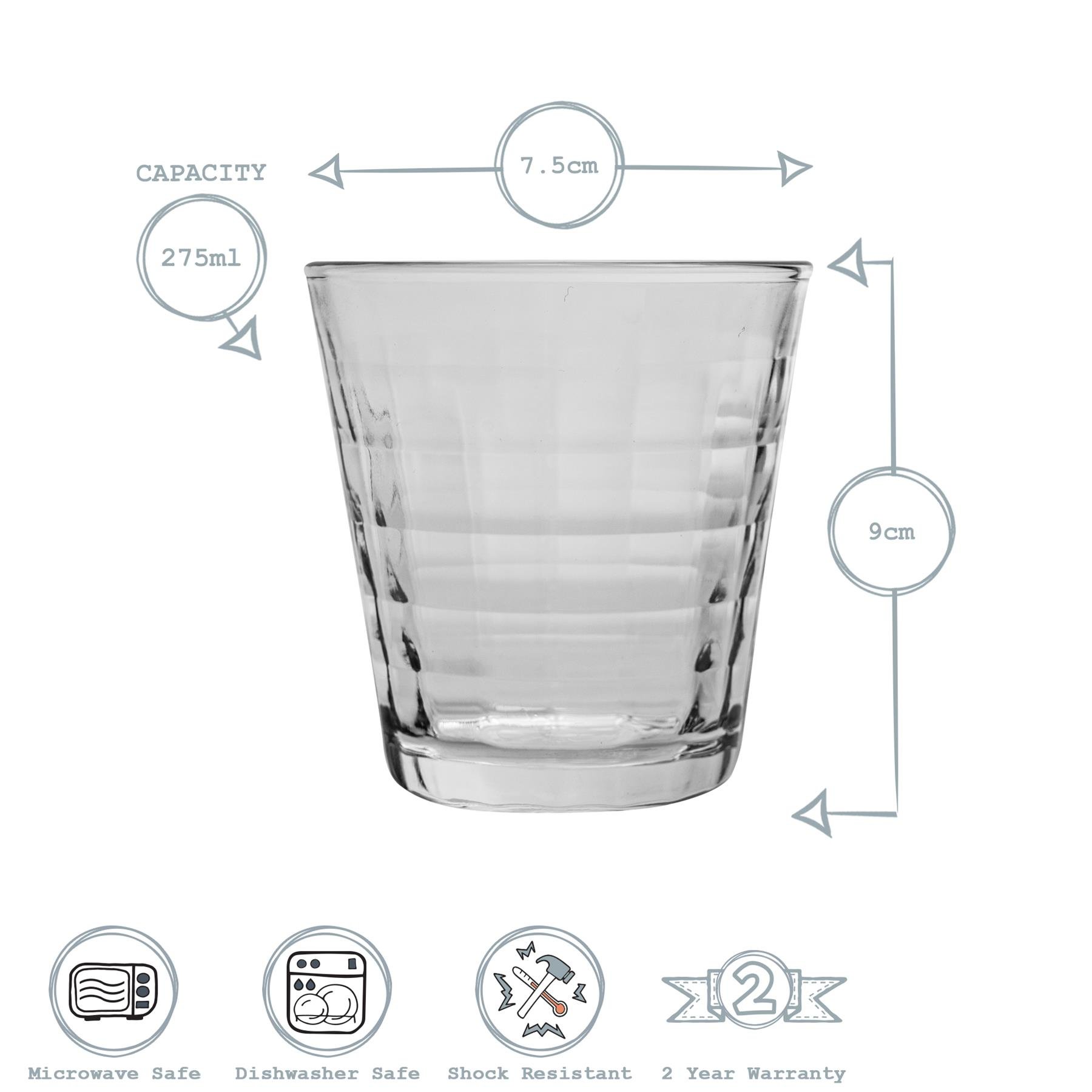 Duralex Prisme 275ml Drinking Glass Tumblers Pack of 6 - Clear - Image 3