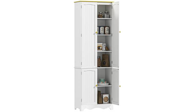 HOMCOM 4 Door Freestanding Kitchen Cupboard with 4 Shelves - White