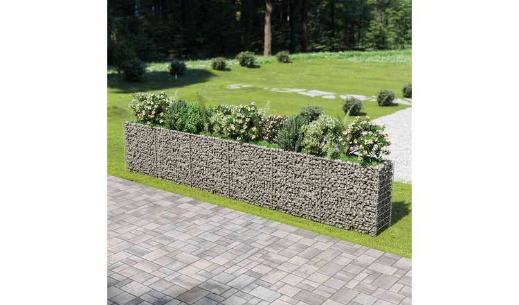 Walplus Galvanised Steel Gabion Raised Bed - Silver - 540 x 50 x 100 cm