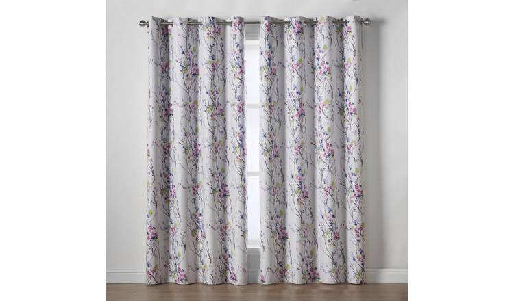 Luxury Living Floral Blackout Eyelet Curtains 168cm x 229cm - White